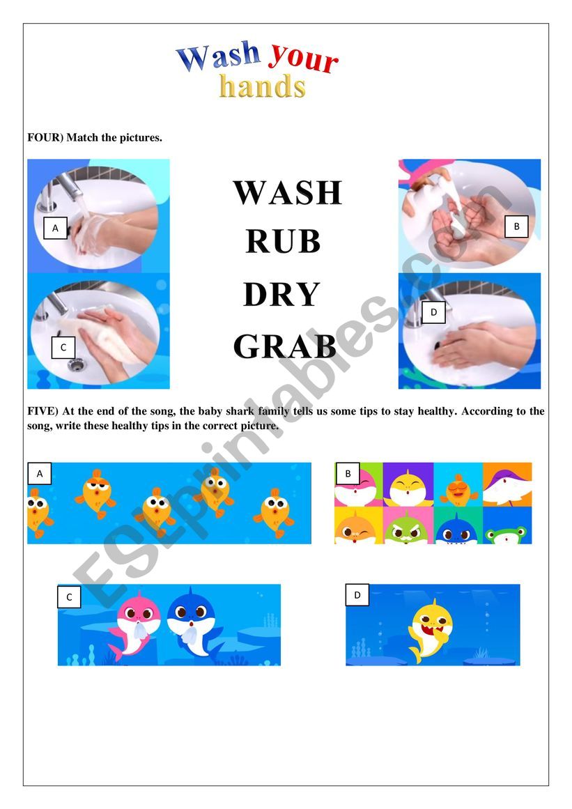 Wash Your Hands - Baby Shark worksheet