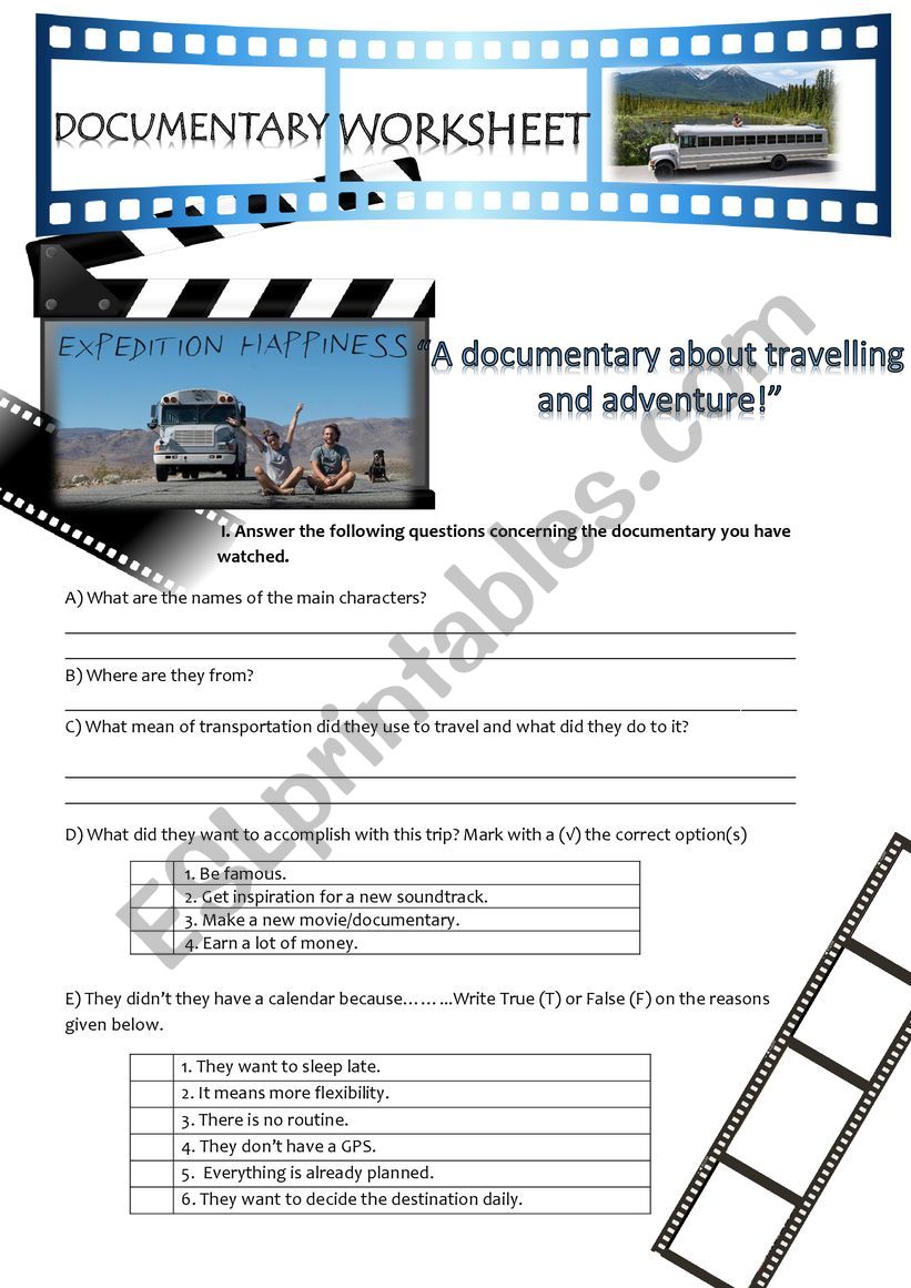 Documentary worksheet - 