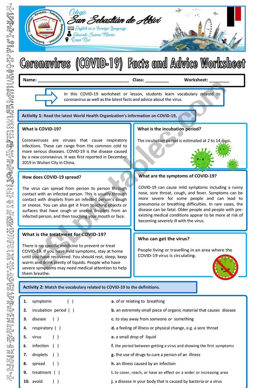 Covid 19 worksheet