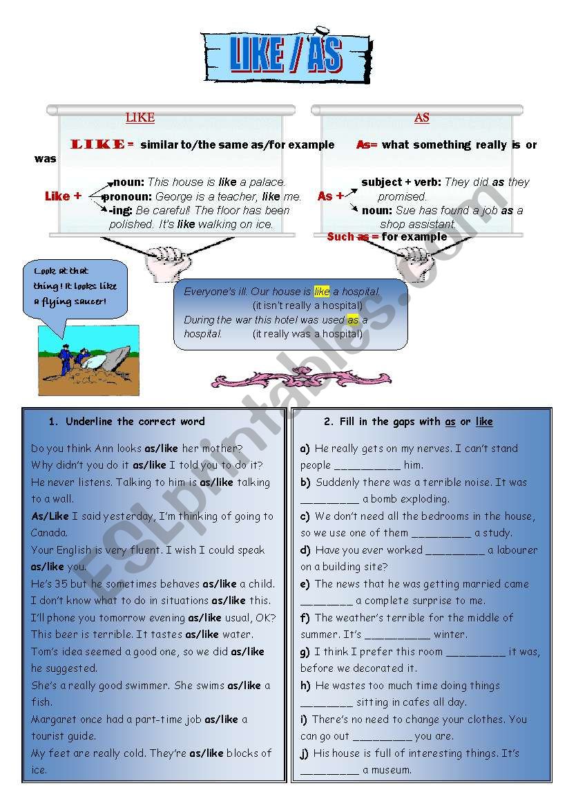 Like / As (28-08-08) worksheet