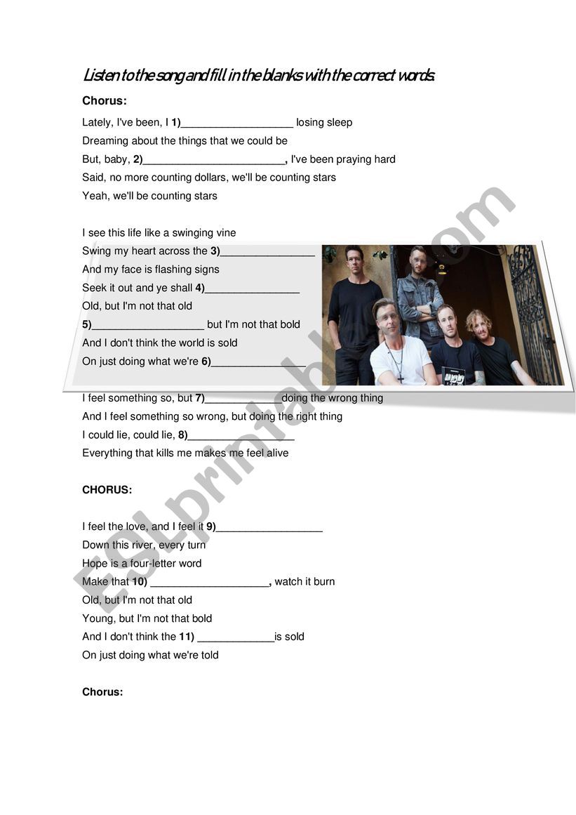 Present Perfect Song worksheet