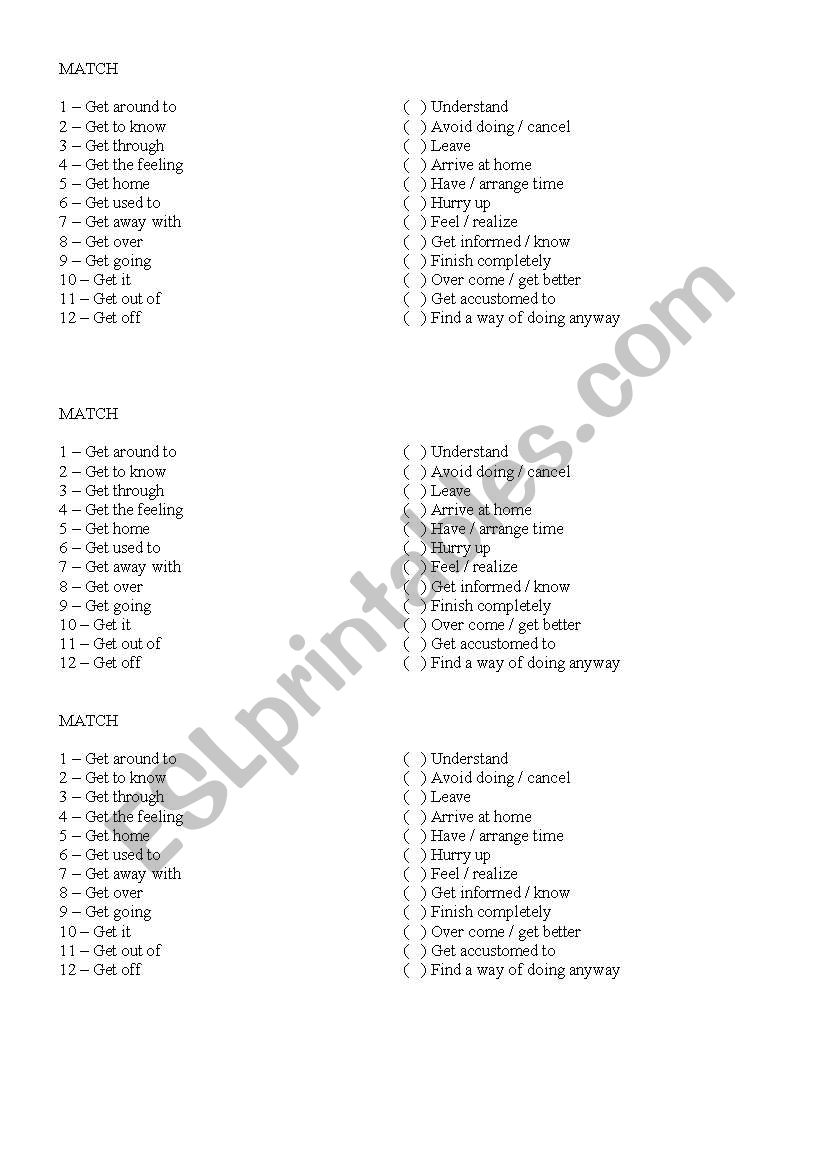 Phrasal verbs worksheet