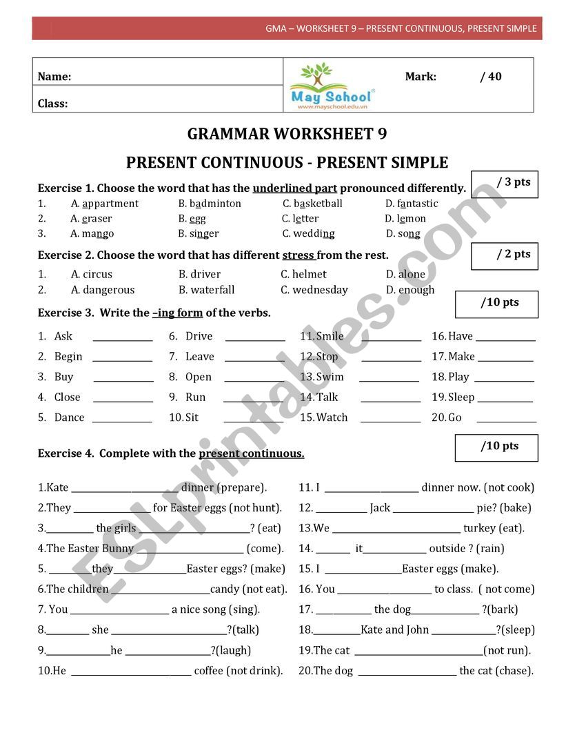Present continuous1 worksheet