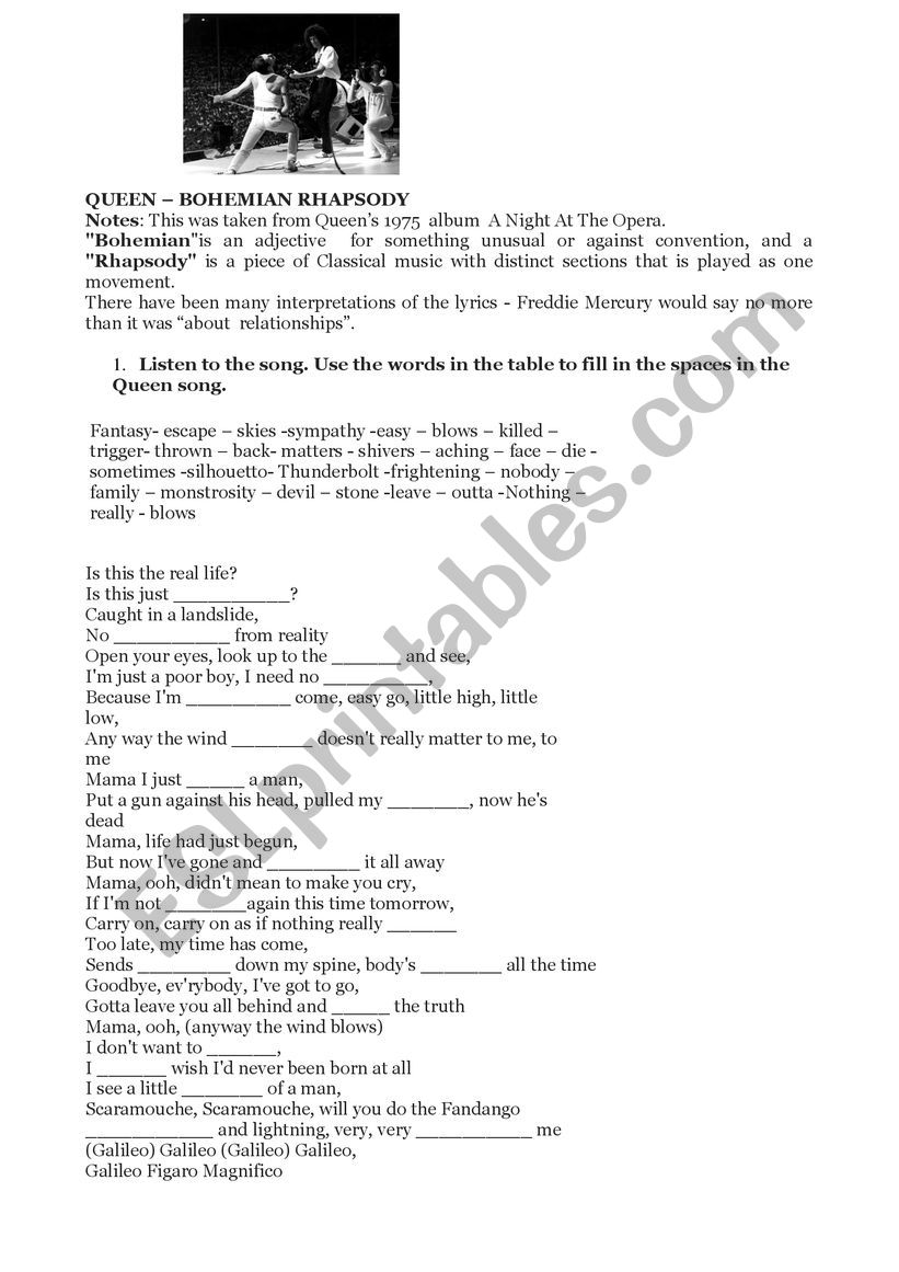 Music -QUEEN â€“ BOHEMIAN RHAPSODY