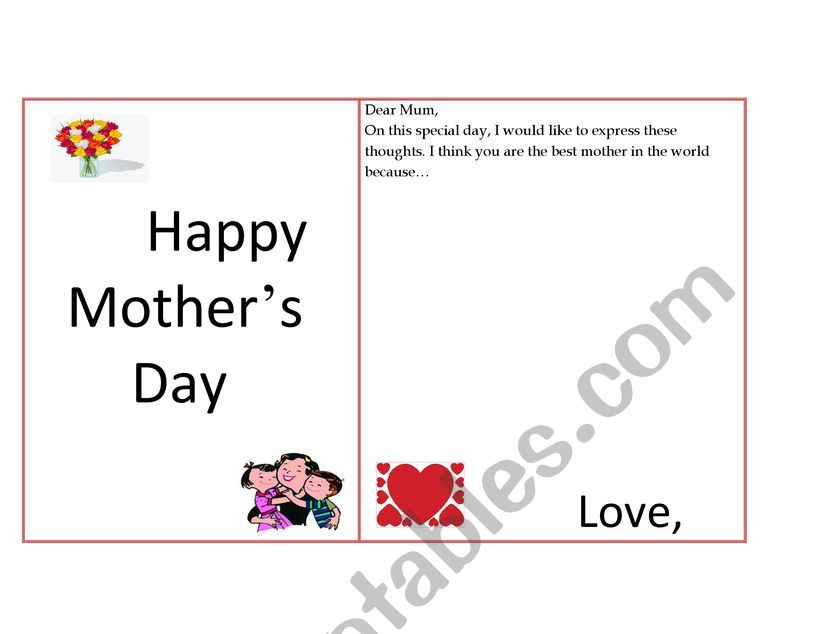 Happy Mother�s Day worksheet