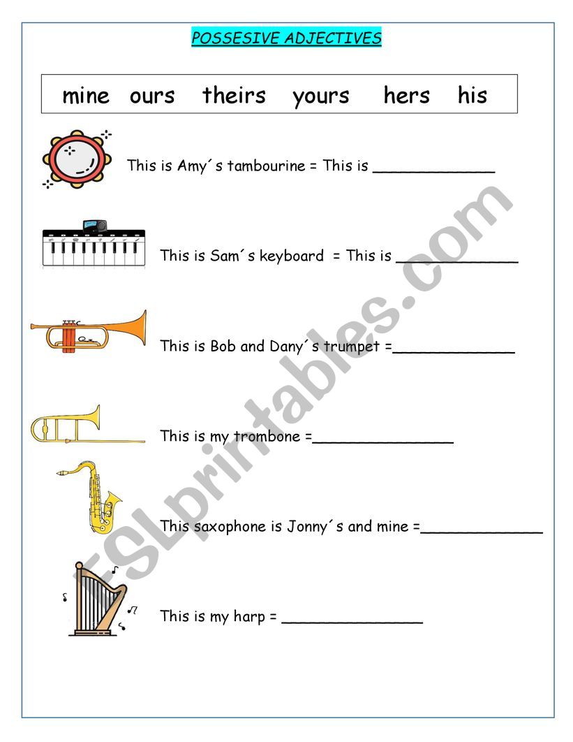 possesive pronouns worksheet