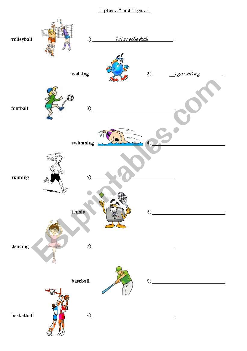 Play versus Go sports worksheet