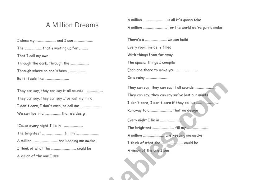 A million Dreams (Listening skills)