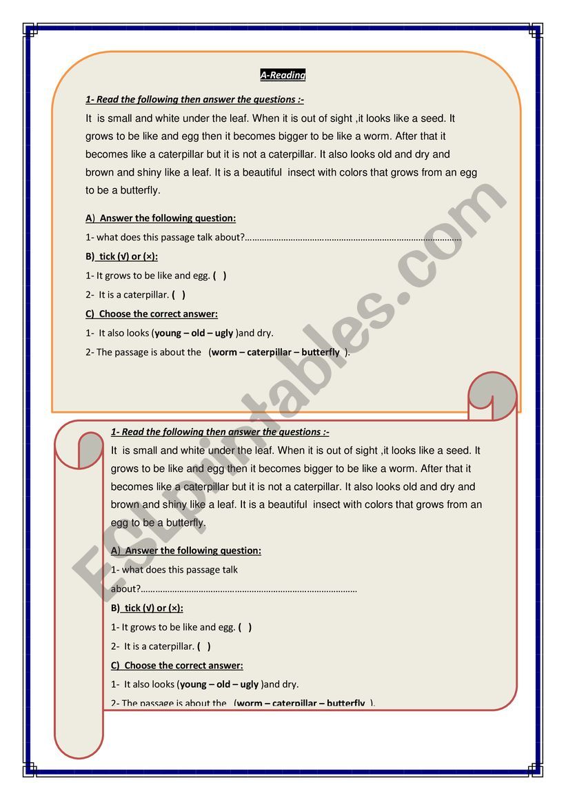 Passages worksheet