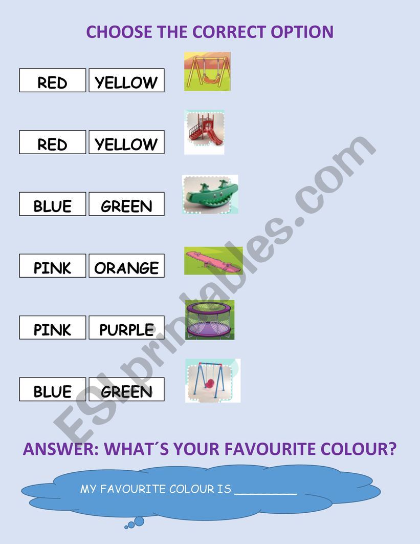 Playing with colours! worksheet