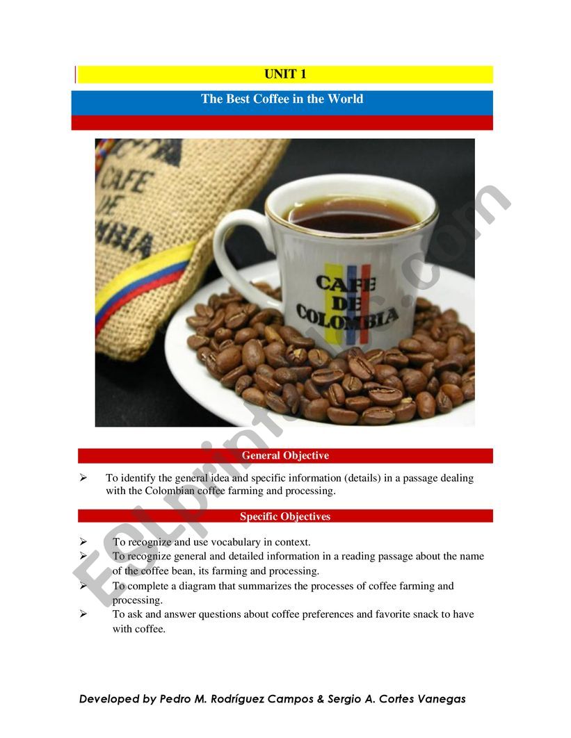 The Best Coffee in the World worksheet