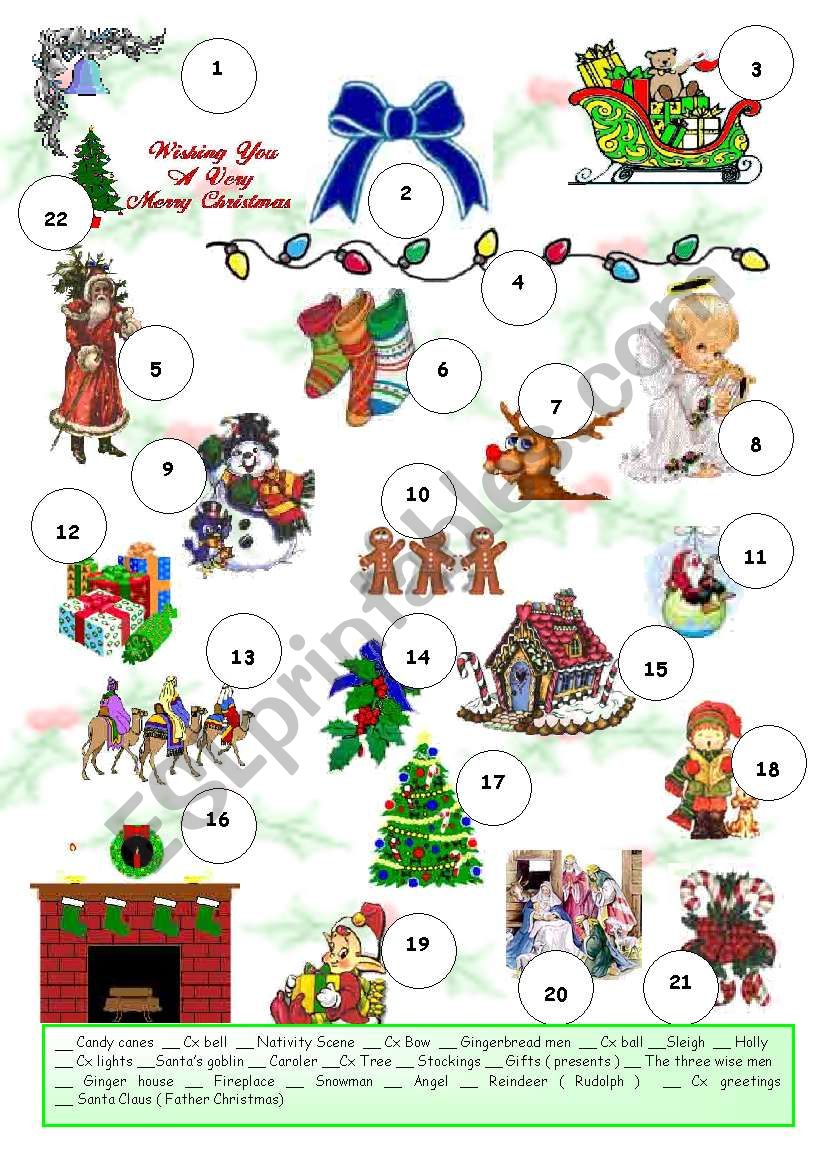 Christmas Pictionary worksheet