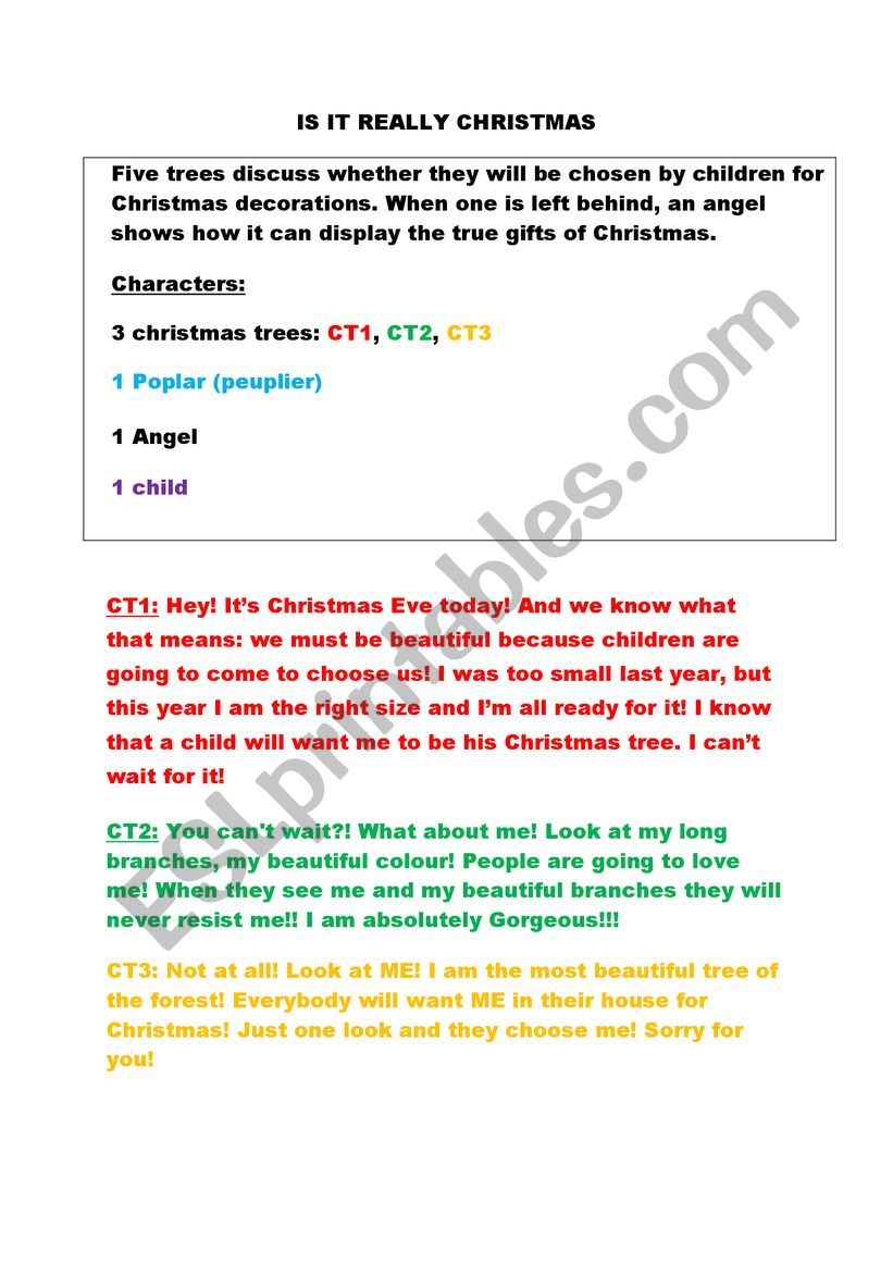 Christmas play - 5 pupils worksheet