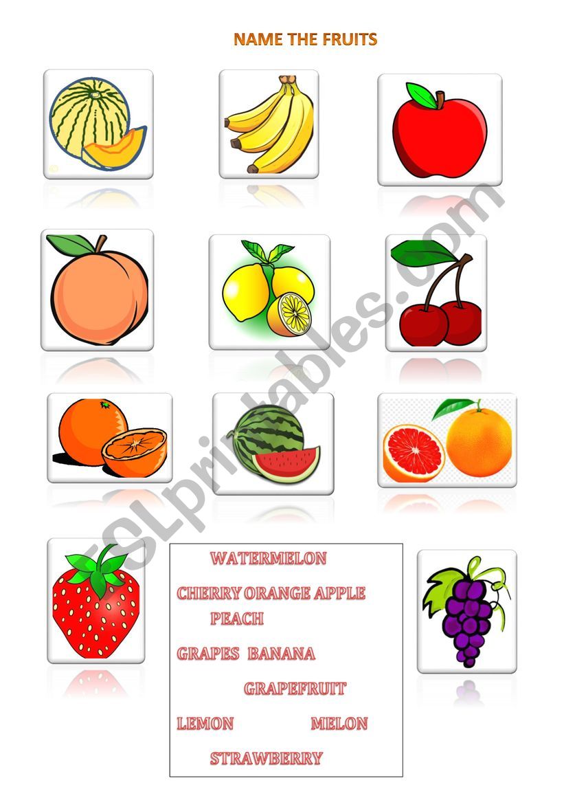 Name the Fruits worksheet