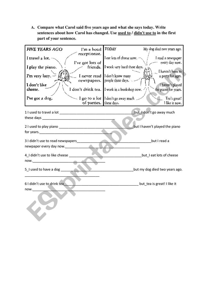 used to esl worksheet by sinan35