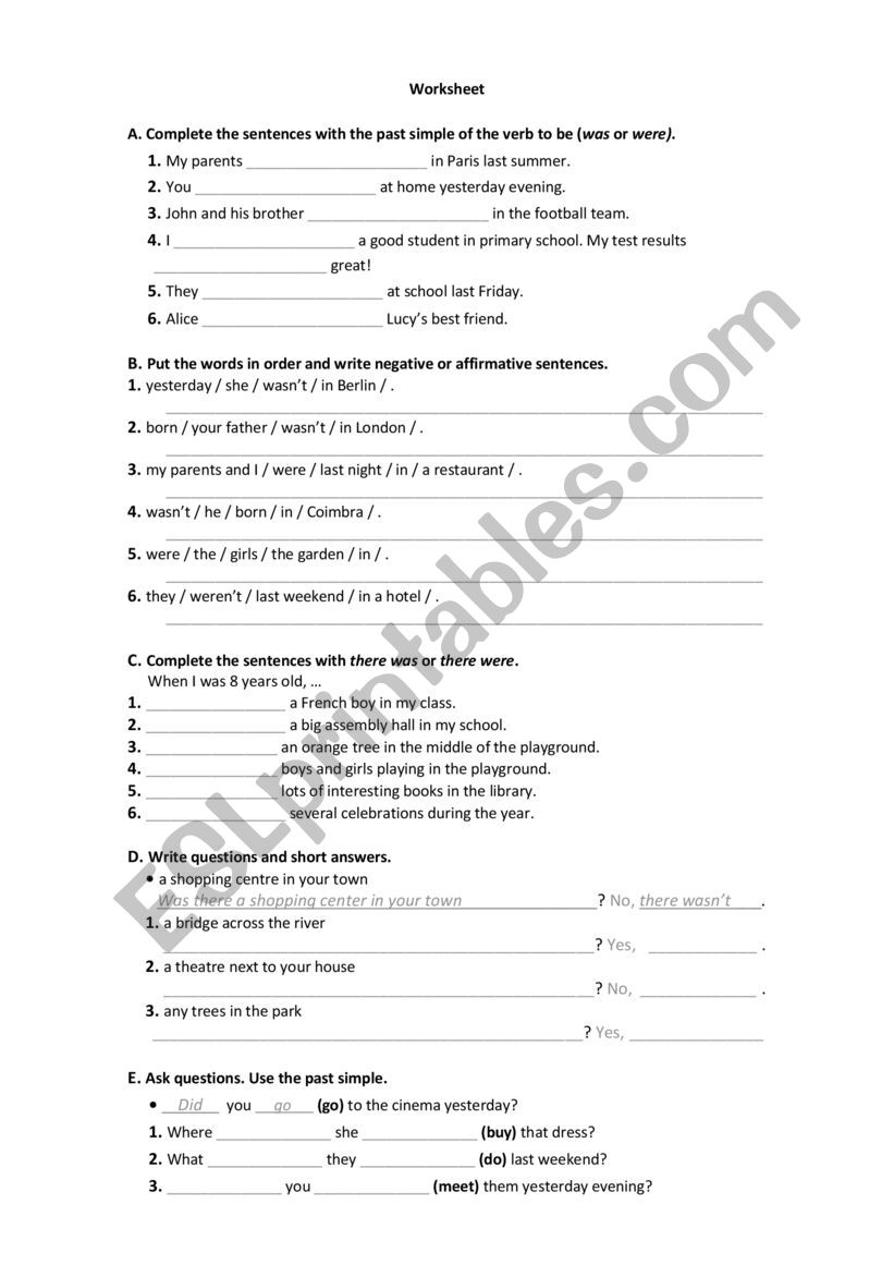 past simple_ worksheet worksheet