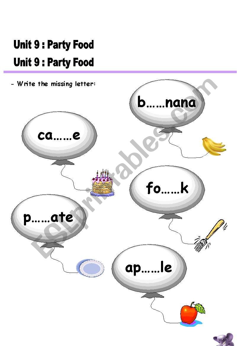 food worksheet