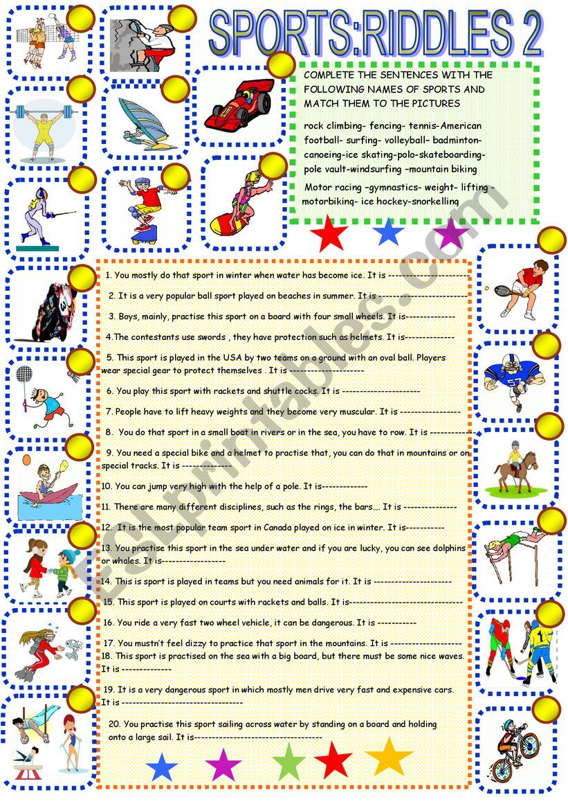 Sports riddles2 with KEY worksheet