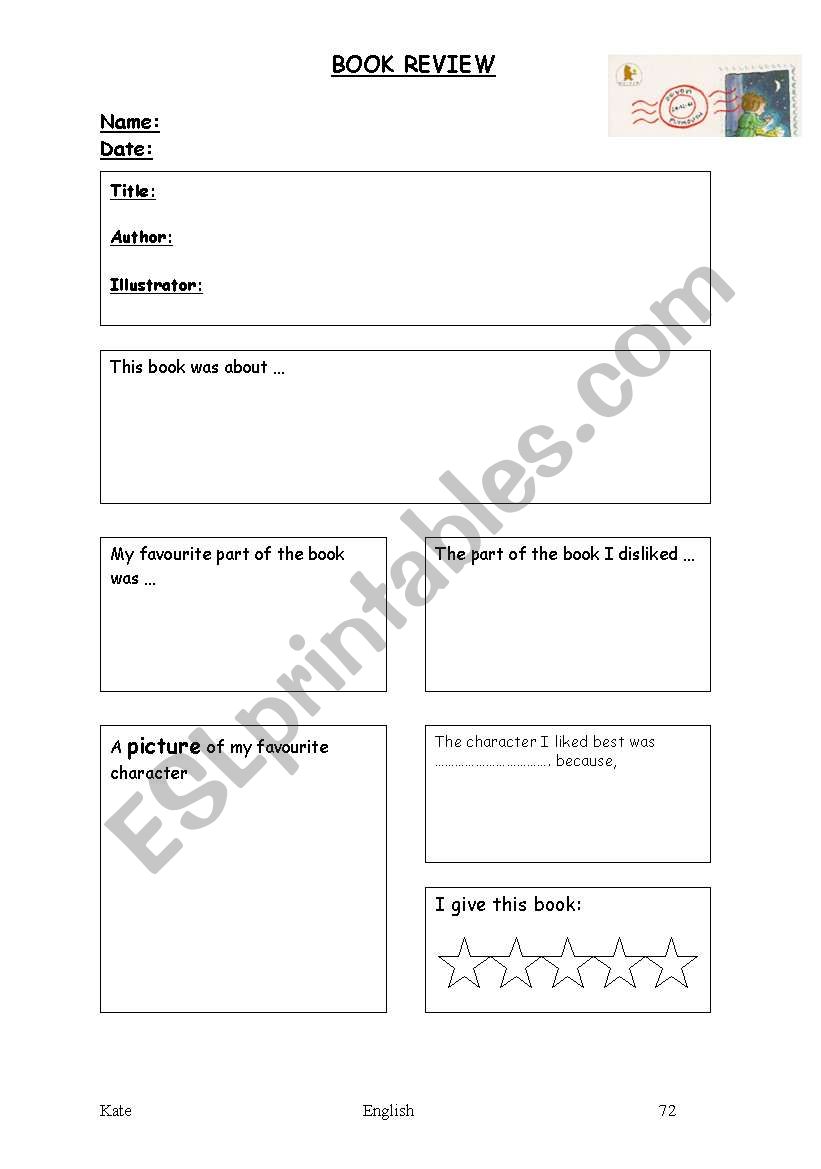 Writing a Book Review Planner worksheet