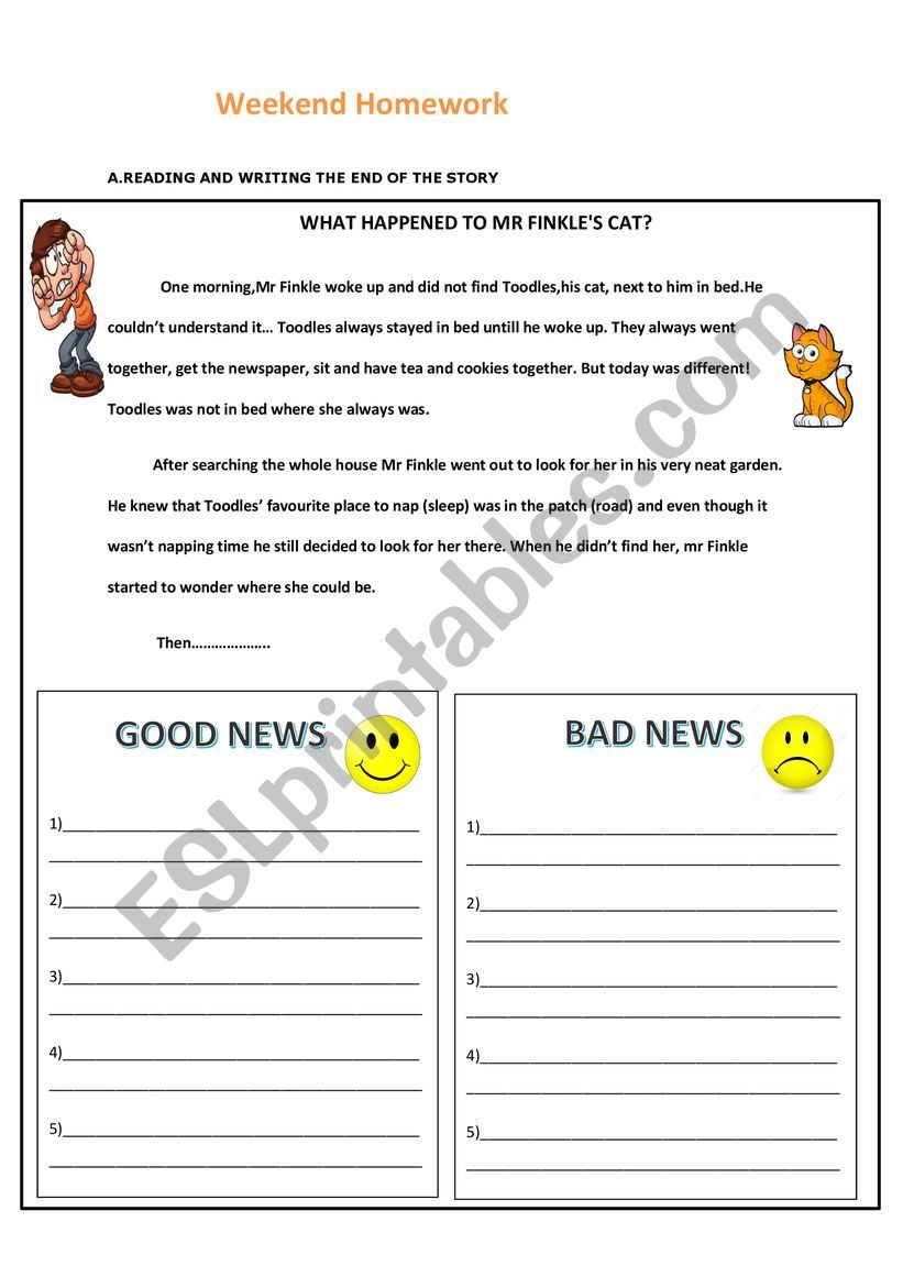 past tense,good news bad news worksheet