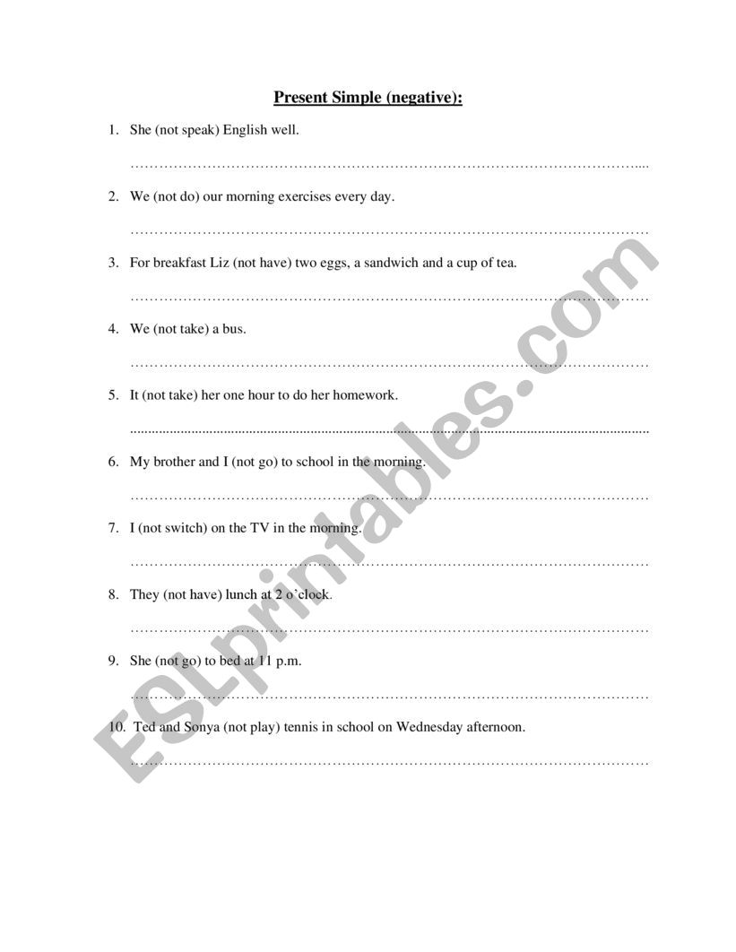 PRESENT SIMPLE  TENSE worksheet