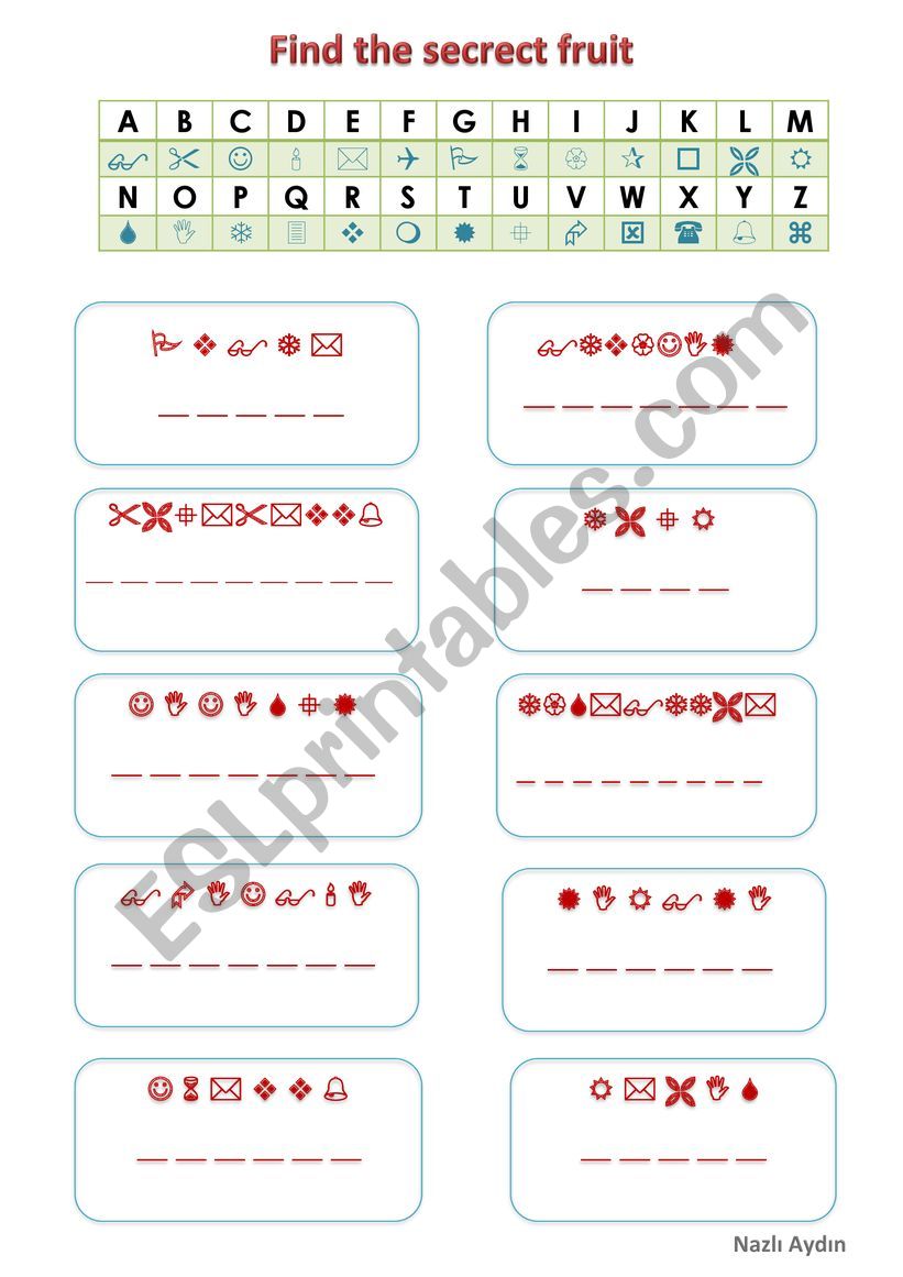 Decode Fruits worksheet