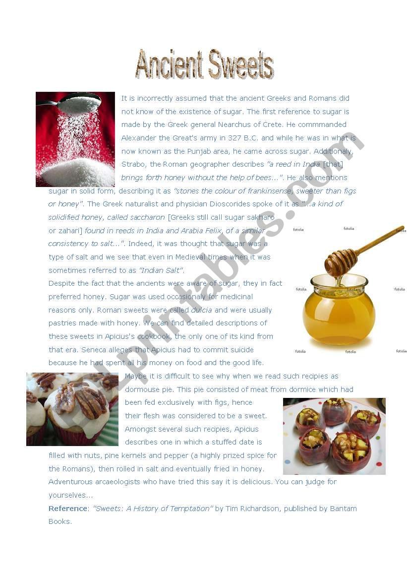 Ancient Sweets worksheet