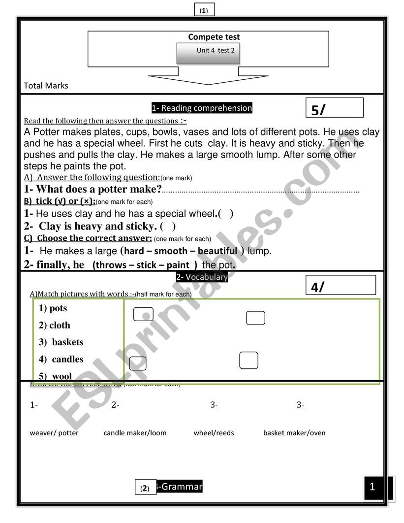 A complete test 2 worksheet