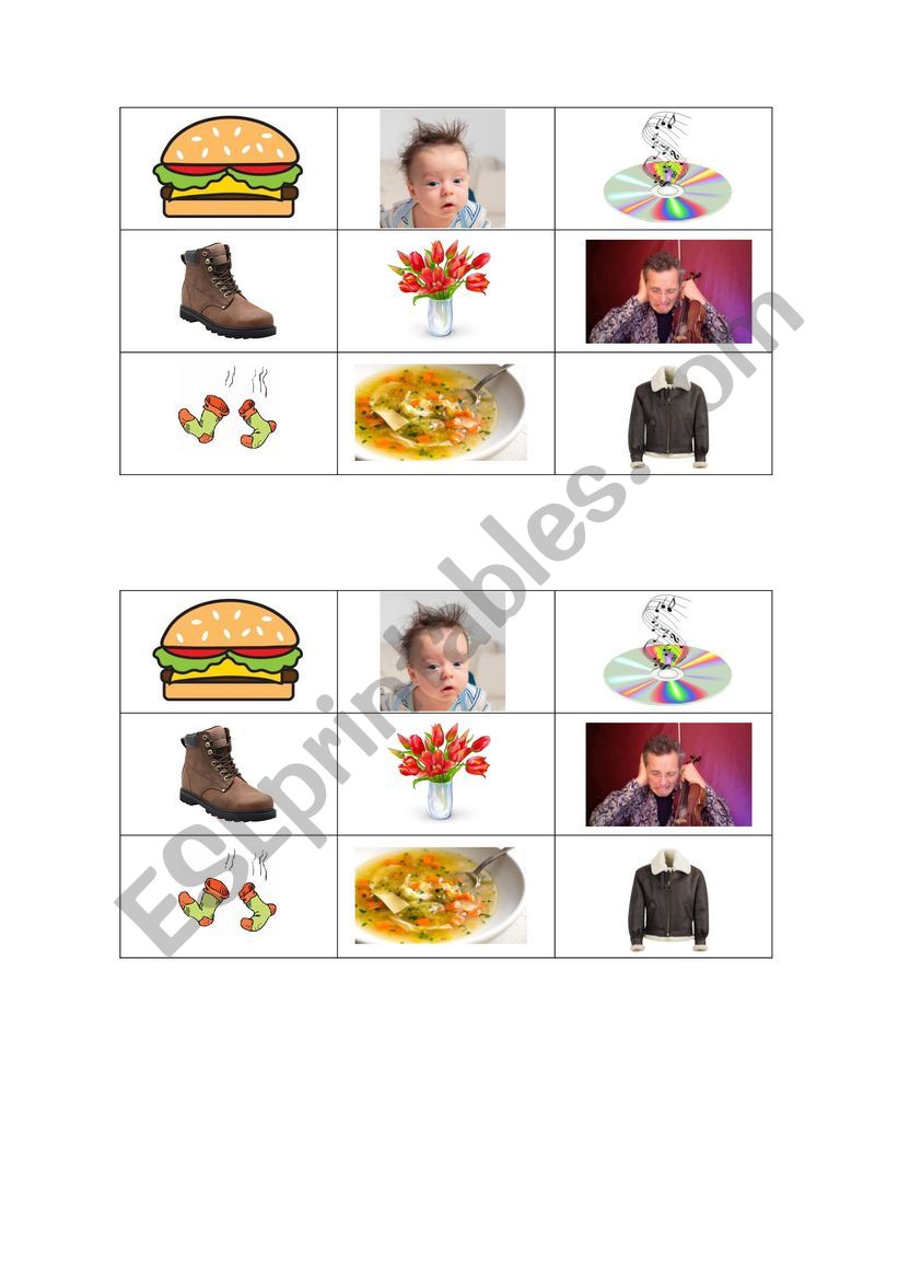 Verbs of Sense - Tic Tac Toe worksheet