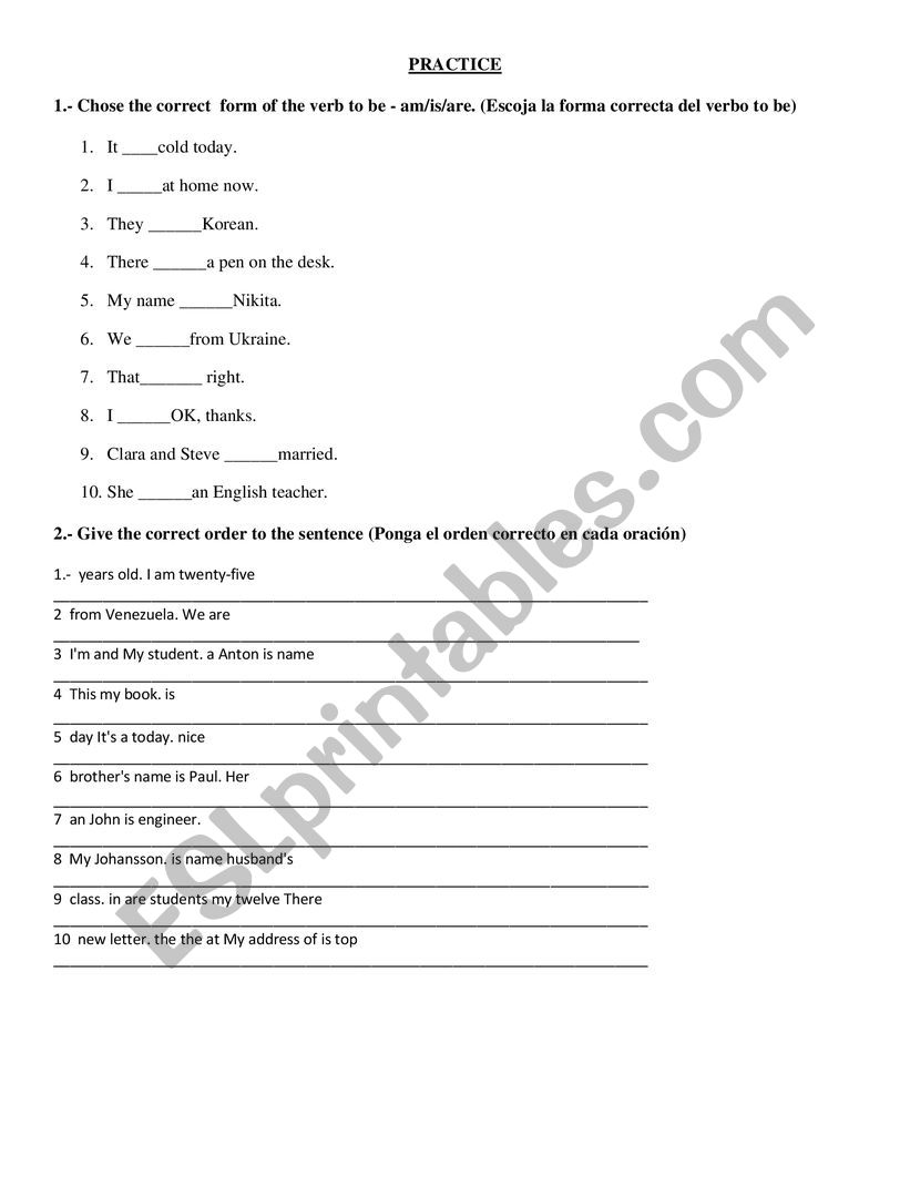 Simple present  worksheet