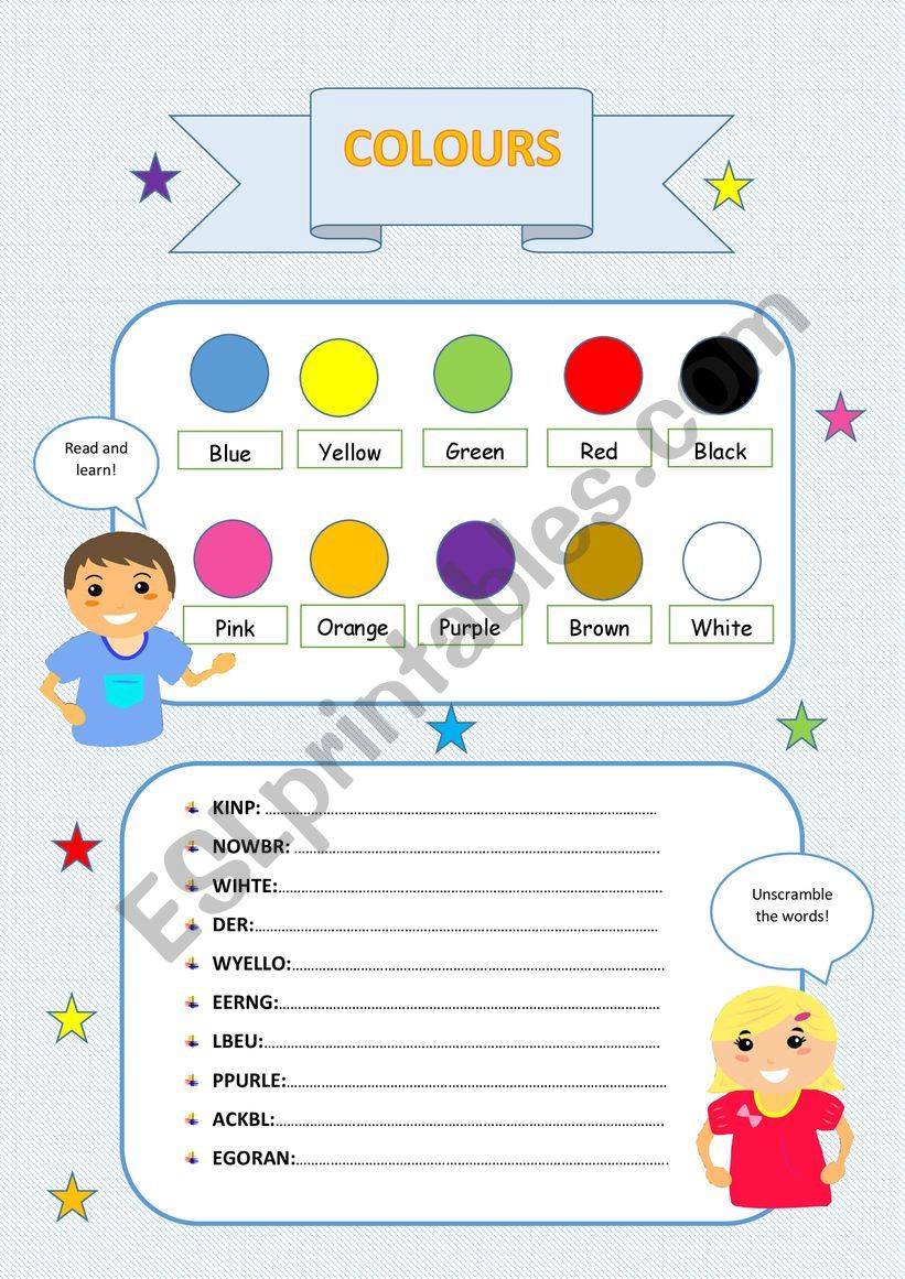 Colours  worksheet