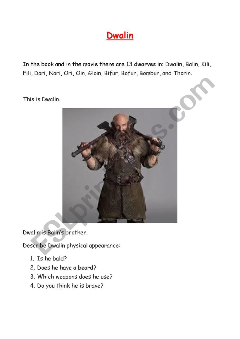 The Hobbit-Dwalin and the Dwarves