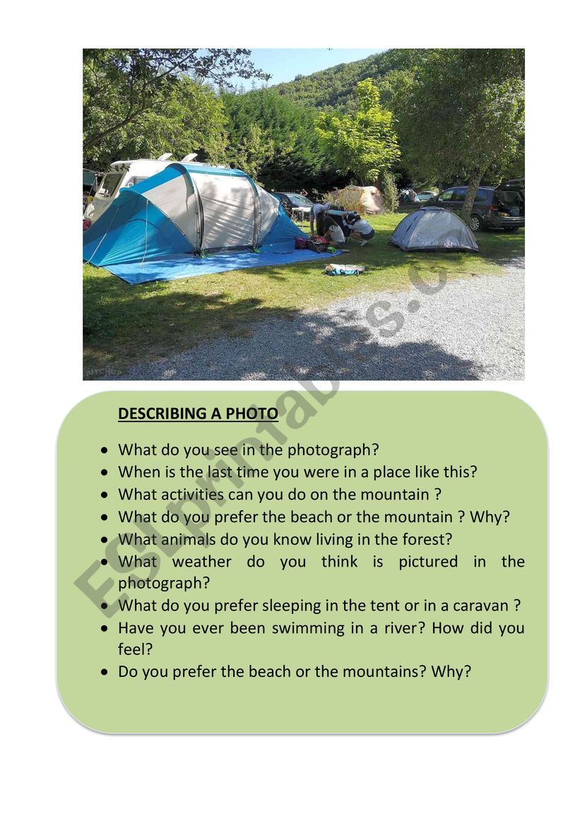speaking photo worksheet