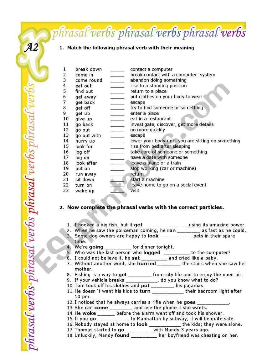 Phrasal Verb Challenge worksheet