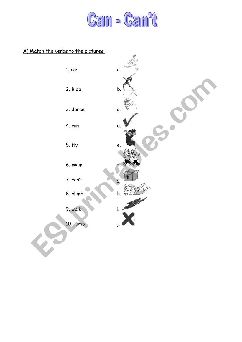 Can/Can�t worksheet