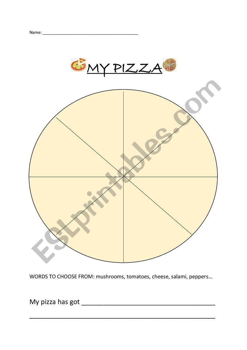 MAKE YOUR OWN FAVOURITE PIZZA worksheet