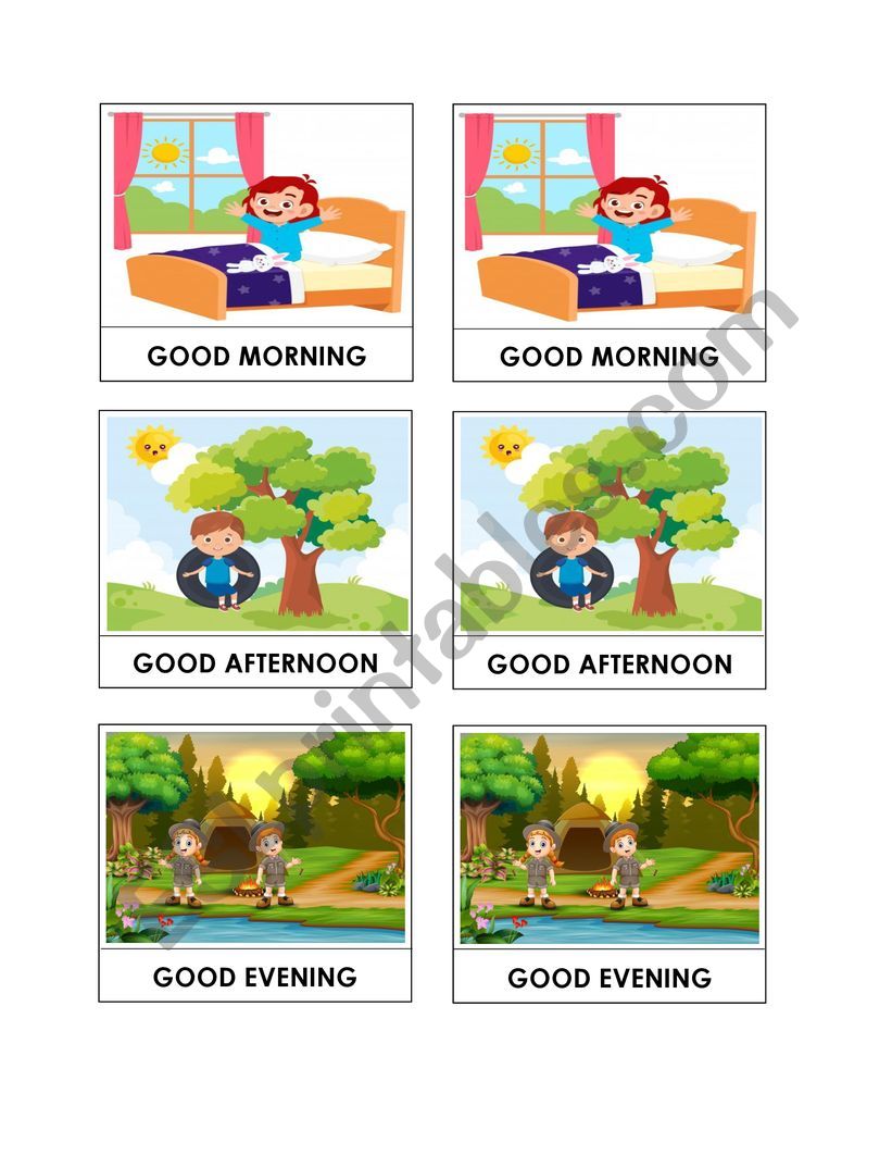 Memory Game: Greetings and Farewells - ESL worksheet by lulufer24