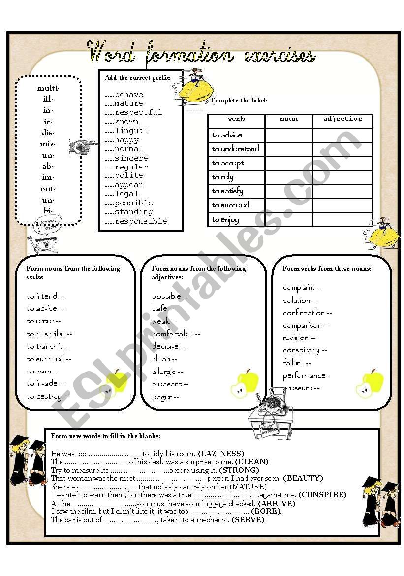 WORD FORMATION EXERCISES worksheet