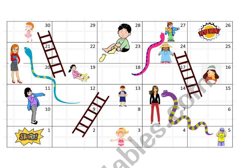 Snakes and Ladders - Clothes worksheet