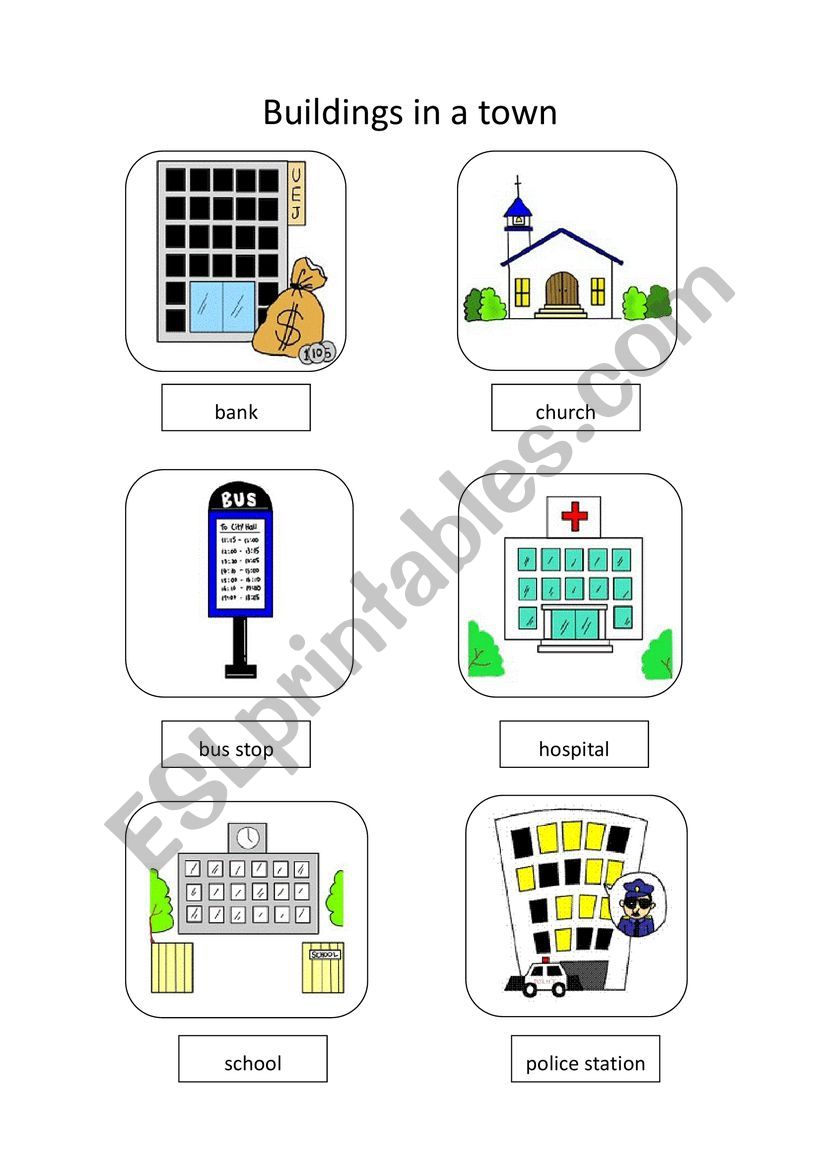 buildings in a town worksheet
