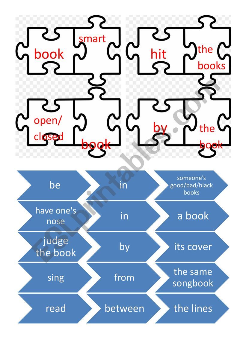 Book idiom puzzles worksheet
