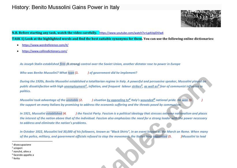 Mussolini gains power in Italy