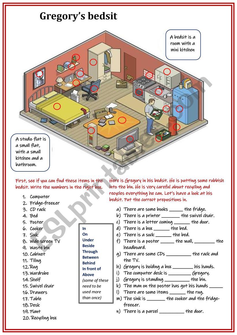 Gregory�s bedsit worksheet