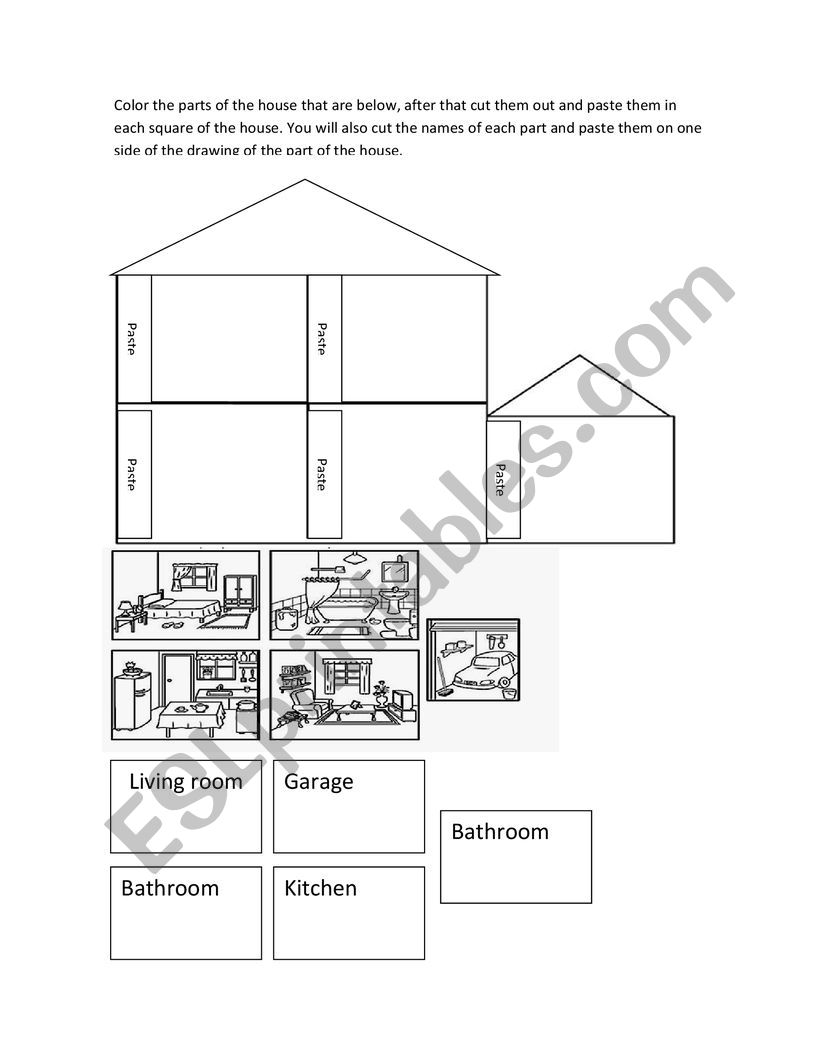 Parts of the house worksheet