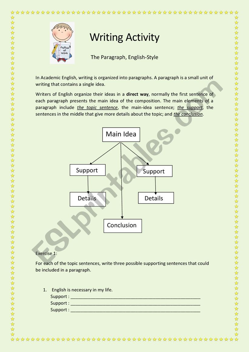 Writing a Paragraph worksheet