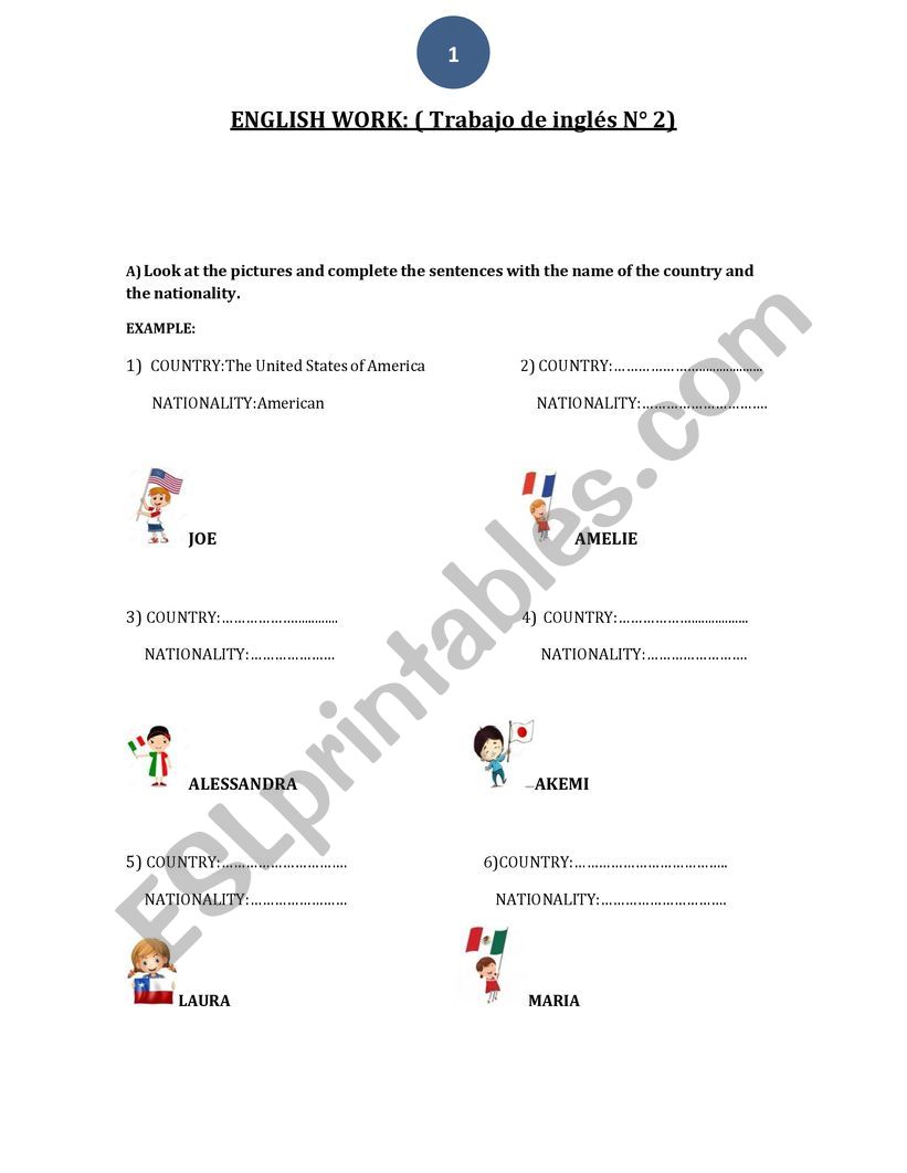 Countries and nationalities worksheet