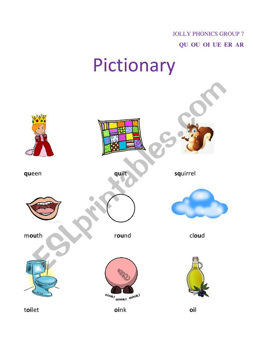 Jolly Phonics 7 sounds group pictionary