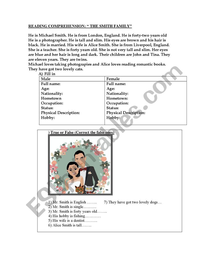  The Smith family worksheet
