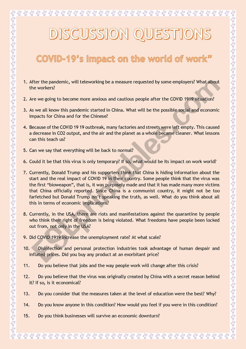DISCUSSION QUESTIONS: COVID-19s Impact on the world of work