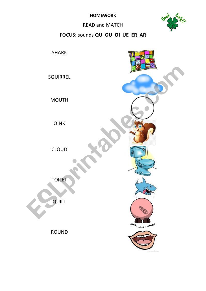 Jolly Phonics 7 sounds group Read & Match activity 